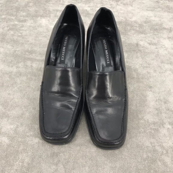 Sesto Meucci  black loafers 6M 2in heel Italy - Picture 4 of 7